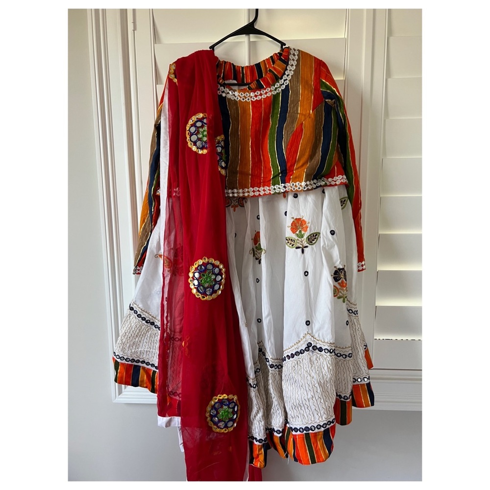 White & orange lehenga